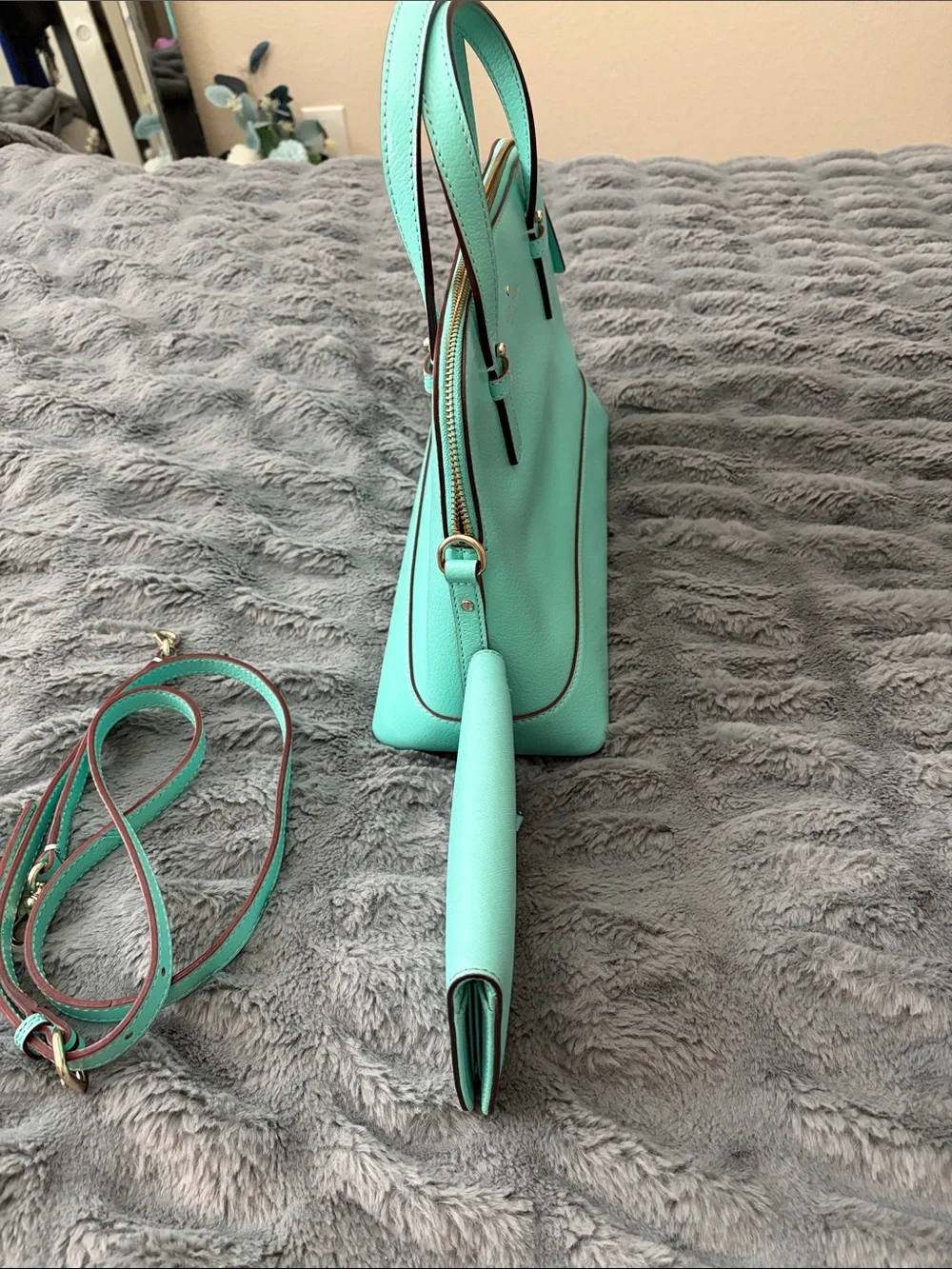 kate spade mint green dome satchel with matching wallet